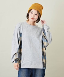 CUBE SUGAR（キューブシュガー）の「WEB限定ネルチェック長袖クルーネックプルオーバー（スウェット）」
