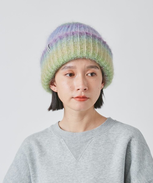 OVERRIDE（オーバーライド）の「OVERRIDE  KNIT DREAMY CABLE WATCH（ニットキャップ/ビーニー・レディース・オレンジ/ライトグリーン/マルチ・57~59cm）」の3枚目の写真