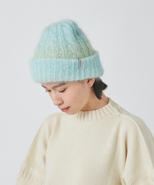 OVERRIDE（オーバーライド）の「OVERRIDE  KNIT DREAMY CABLE WATCH（ニットキャップ/ビーニー・レディース・オレンジ/ライトグリーン/マルチ・57~59cm）」の5枚目の写真