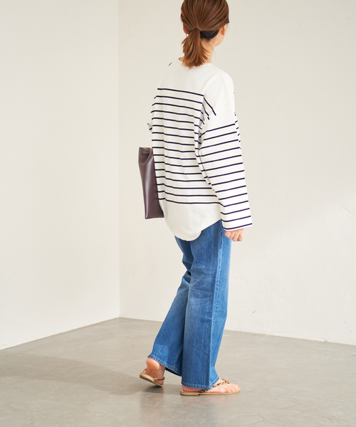 JOURNAL STANDARD（ジャーナルスタンダード）の「コットンボーダープルオーバー（Tシャツ/カットソー・レディース・ブラック/グレー/グリーン/ラベンダー・FREE）」の10枚目の写真