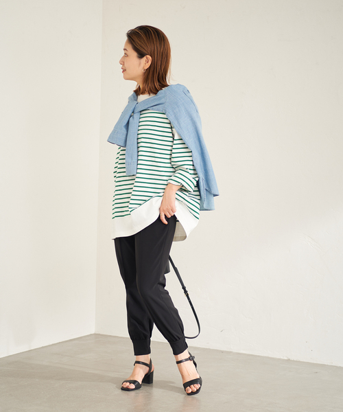 JOURNAL STANDARD（ジャーナルスタンダード）の「コットンボーダープルオーバー（Tシャツ/カットソー・レディース・ブラック/グレー/グリーン/ラベンダー・FREE）」の11枚目の写真