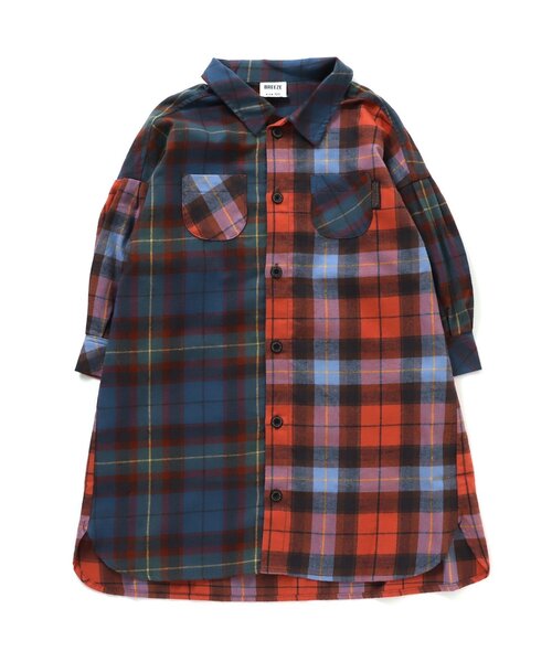 BREEZE（ブリーズ）の「スタンダードシャツワンピース（シャツワンピース・キッズ・レッド/ブラック/レインボー・110/80/100/120/130/140/90）」の2枚目の写真