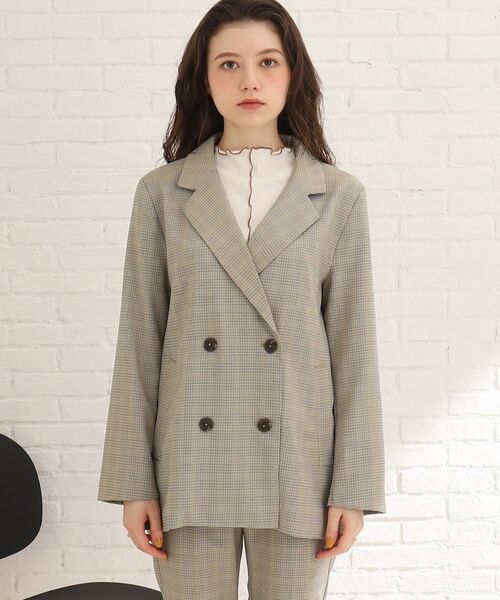 Cutie Blonde（キューティーブロンド）の「◆【セットアップ可能】主役級。ダブルブレスト チェックジャケット（テーラードジャケット・レディース・ブラウン系2/ベージュ系1・02/03）」の22枚目の写真