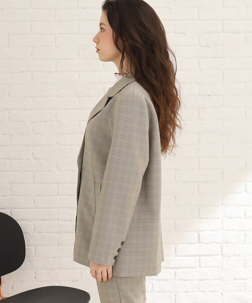 Cutie Blonde（キューティーブロンド）の「◆【セットアップ可能】主役級。ダブルブレスト チェックジャケット（テーラードジャケット・レディース・ブラウン系2/ベージュ系1・02/03）」の19枚目の写真