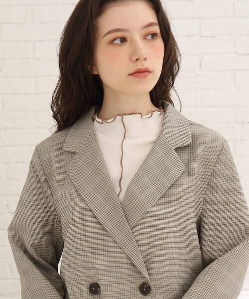 Cutie Blonde（キューティーブロンド）の「◆【セットアップ可能】主役級。ダブルブレスト チェックジャケット（テーラードジャケット・レディース・ブラウン系2/ベージュ系1・02/03）」の10枚目の写真