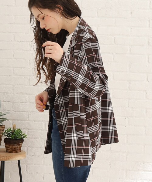 Cutie Blonde（キューティーブロンド）の「◆【セットアップ可能】主役級。ダブルブレスト チェックジャケット（テーラードジャケット・レディース・ブラウン系2/ベージュ系1・02/03）」の14枚目の写真