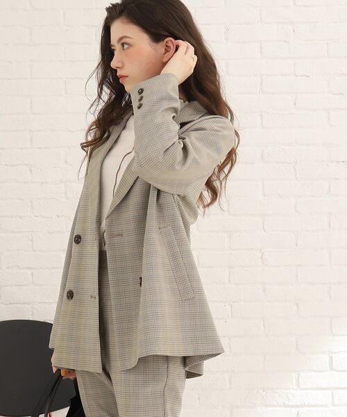 Cutie Blonde（キューティーブロンド）の「◆【セットアップ可能】主役級。ダブルブレスト チェックジャケット（テーラードジャケット・レディース・ブラウン系2/ベージュ系1・02/03）」の21枚目の写真
