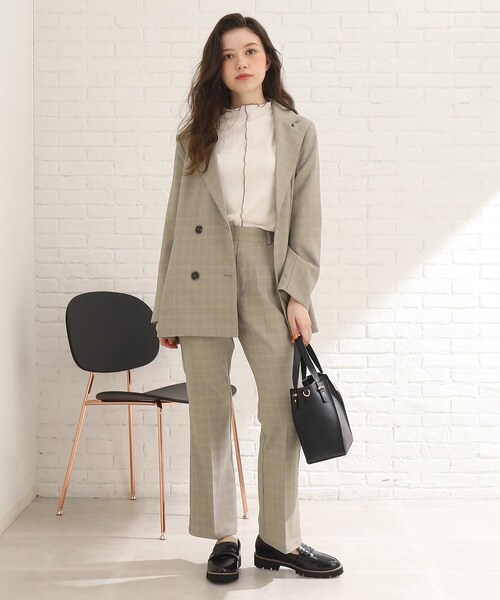 Cutie Blonde（キューティーブロンド）の「◆【セットアップ可能】主役級。ダブルブレスト チェックジャケット（テーラードジャケット・レディース・ブラウン系2/ベージュ系1・02/03）」の12枚目の写真