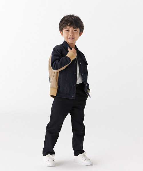 COMME CA ISM(コムサイズム)の「異素材使い ジージャン(デニムジャケット・キッズ・ブラック/インディゴブルー・110cm/100cm/120cm/130cm/140cm/150cm)」の3枚目の写真