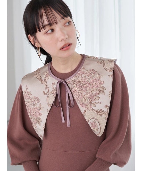 earth music&ecology（アースミュージックアンドエコロジー）の「ビッグカラー付け衿(花)（付け襟・レディース・ピンクベージュ・FREE）」の3枚目の写真