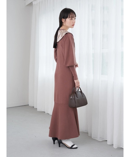 earth music&ecology（アースミュージックアンドエコロジー）の「ビッグカラー付け衿(花)（付け襟・レディース・ピンクベージュ・FREE）」の5枚目の写真