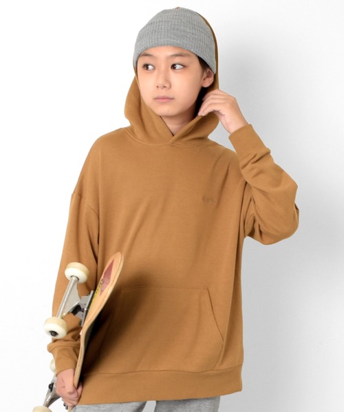 GLAZOS（グラソス）の「ワンポイント刺繍パーカービッグシルエット（パーカー・キッズ・グリーン/ベージュ/ブラック/パープル・150cm/160cm/170cm/140cm）」の12枚目の写真