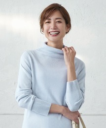 [ 選べるネックタイプ ] カシミアタッチ 洗えるUVカットスフレニット