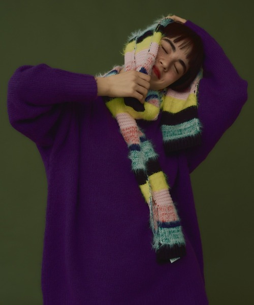 マルチカラーボーダーマフラー（マフラー）｜manana suerte