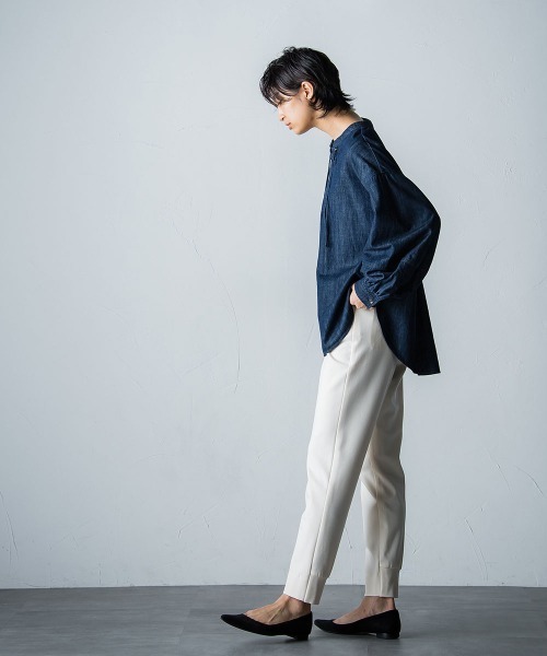 socolla（ソコラ）の「【socolla】デニムレースアップブラウス（シャツ/ブラウス・レディース・ブラック/ネイビー・M）」の3枚目の写真