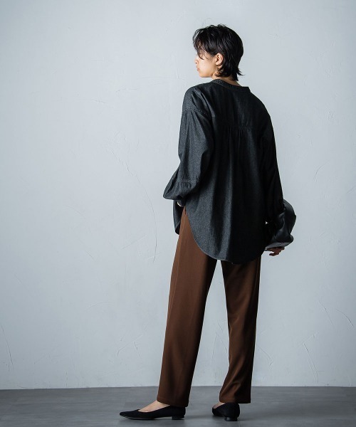 socolla（ソコラ）の「【socolla】デニムレースアップブラウス（シャツ/ブラウス・レディース・ブラック/ネイビー・M）」の9枚目の写真