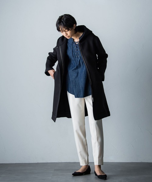 socolla（ソコラ）の「【socolla】デニムレースアップブラウス（シャツ/ブラウス・レディース・ブラック/ネイビー・M）」の13枚目の写真