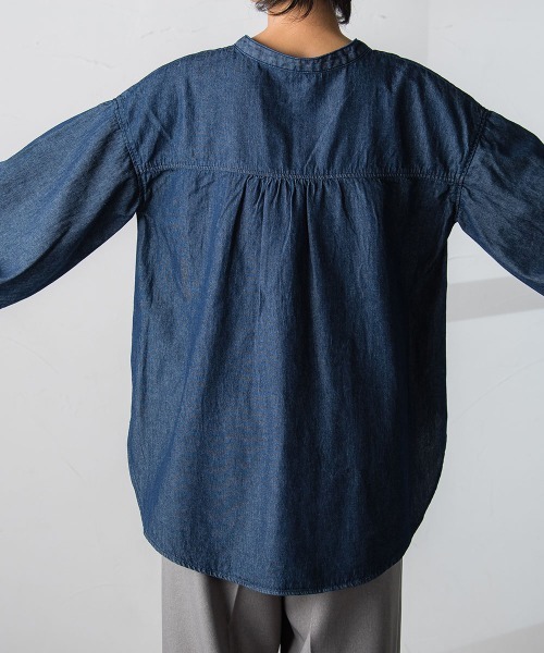 socolla（ソコラ）の「【socolla】デニムレースアップブラウス（シャツ/ブラウス・レディース・ブラック/ネイビー・M）」の16枚目の写真