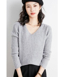 ニットトップス リブニット Uネック Vネック ハイネック レディース ニット セーター 長袖 通勤 きれいめ ハイネック クルーネック 長袖 秋冬 春