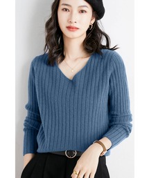 ニットトップス リブニット Uネック Vネック ハイネック レディース ニット セーター 長袖 通勤 きれいめ ハイネック クルーネック 長袖 秋冬 春