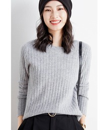 ニットトップス リブニット Uネック Vネック ハイネック レディース ニット セーター 長袖 通勤 きれいめ ハイネック クルーネック 長袖 秋冬 春