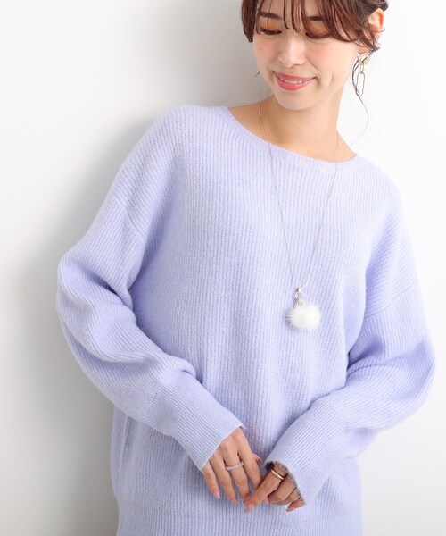 DRESKIP(ドレスキップ)の「◆ふわふわ素材が女性らしい!ラウンドネック ニット(ニット/セーター・レディース・ピンク系/ネイビー/パープル/レモンイエロー/グレー/ライトベージュ・02/03/04)」の1枚目の写真