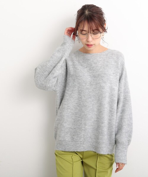 DRESKIP(ドレスキップ)の「◆ふわふわ素材が女性らしい!ラウンドネック ニット(ニット/セーター・レディース・ピンク系/ネイビー/パープル/レモンイエロー/グレー/ライトベージュ・02/03/04)」の2枚目の写真