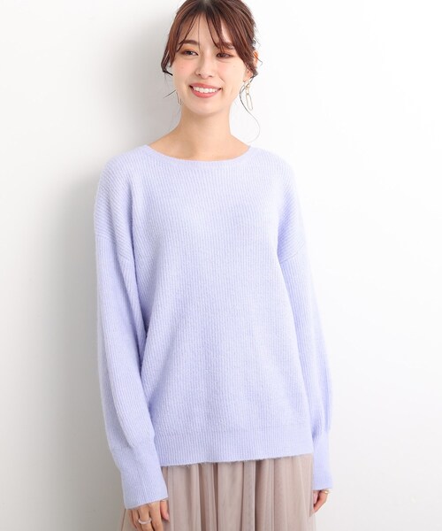 DRESKIP(ドレスキップ)の「◆ふわふわ素材が女性らしい!ラウンドネック ニット(ニット/セーター・レディース・ピンク系/ネイビー/パープル/レモンイエロー/グレー/ライトベージュ・02/03/04)」の7枚目の写真