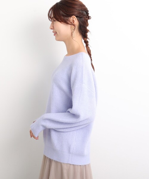 DRESKIP(ドレスキップ)の「◆ふわふわ素材が女性らしい!ラウンドネック ニット(ニット/セーター・レディース・ピンク系/ネイビー/パープル/レモンイエロー/グレー/ライトベージュ・02/03/04)」の8枚目の写真