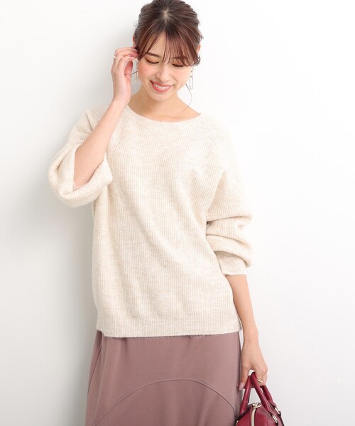 DRESKIP(ドレスキップ)の「◆ふわふわ素材が女性らしい!ラウンドネック ニット(ニット/セーター・レディース・ピンク系/ネイビー/パープル/レモンイエロー/グレー/ライトベージュ・02/03/04)」の13枚目の写真