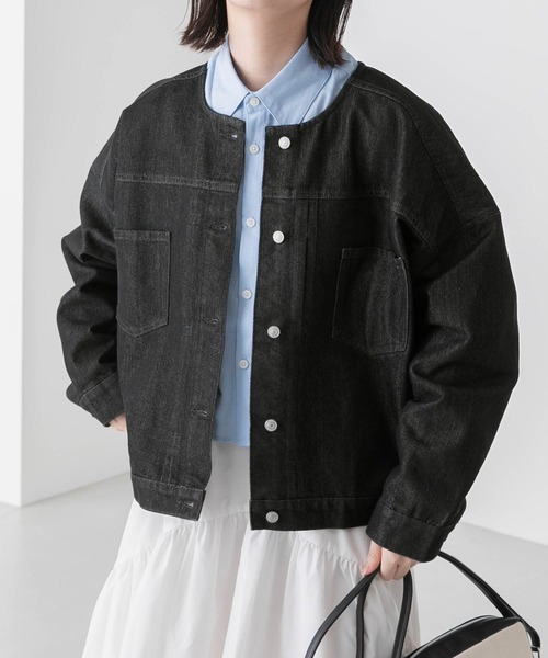 BONLECILL（ボンルシール）の「ノーカラーオーバーデニムジャケット/G