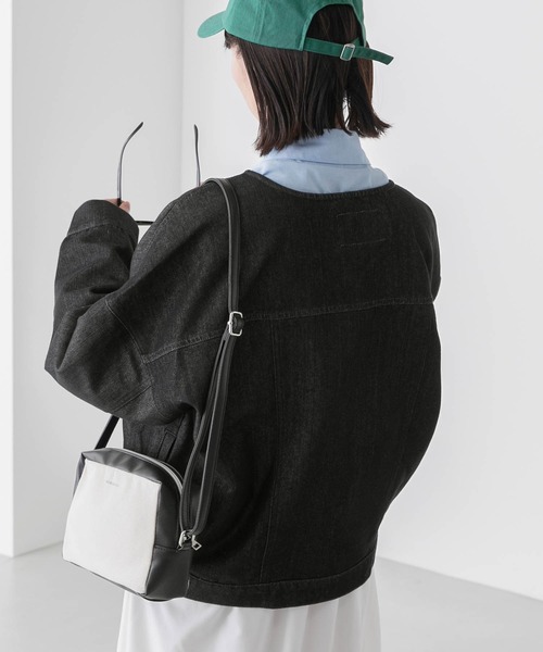 BONLECILL(ボンルシール)の「ノーカラーオーバーデニムジャケット/Gジャン(デニムジャケット・レディース・ブルー/ブラック/アイボリー/ネイビー/ブルー系1/グレー・FREE)」の21枚目の写真