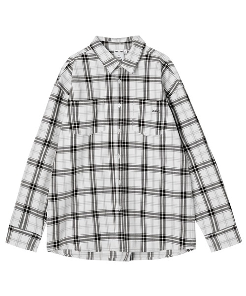X-girl（エックスガール）の「PLAID SHIRT（シャツ/ブラウス・レディース・ホワイト/グリーン/イエロー・S/M）」の7枚目の写真