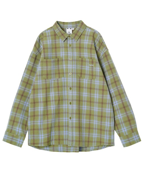 X-girl（エックスガール）の「PLAID SHIRT（シャツ/ブラウス・レディース・ホワイト/グリーン/イエロー・S/M）」の18枚目の写真