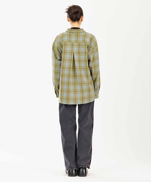 X-girl（エックスガール）の「PLAID SHIRT（シャツ/ブラウス・レディース・ホワイト/グリーン/イエロー・S/M）」の6枚目の写真