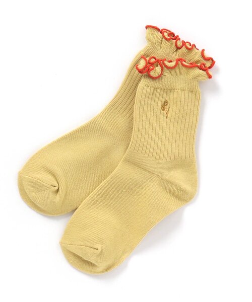 BREEZE（ブリーズ）の「お花刺繍ワンポイントソックス（ソックス/靴下・キッズ・イエロー/グリーン/ピンク・18/15 /21）」の2枚目の写真