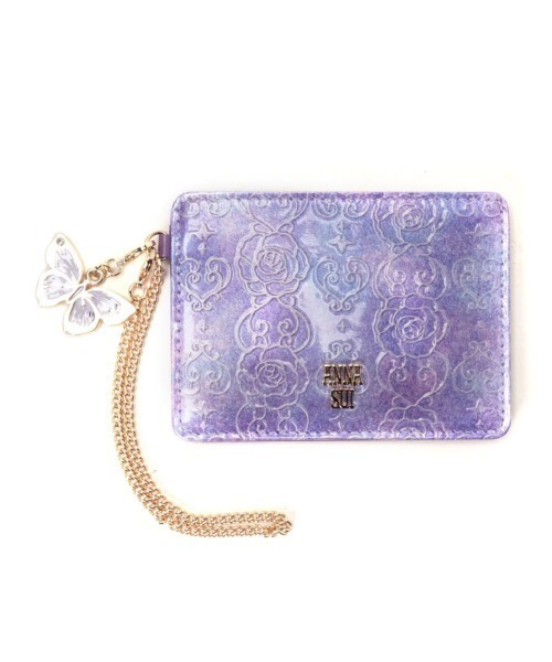 ANNA SUI 装飾付きパスケース 美品』ANNA SUIパスケース 定期ケース 蝶柄 チェーン付き ピンク