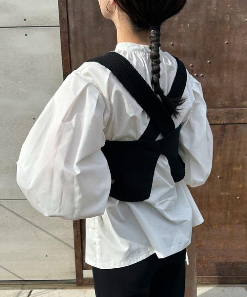 select MOCA by son（セレクトモカバイソン）の「バックスリットリラックスビスチェ（ベスト・レディース・ブラック/アイボリー/グレー/ブラウン/オートミール/セージグリーン・FREE）」の7枚目の写真