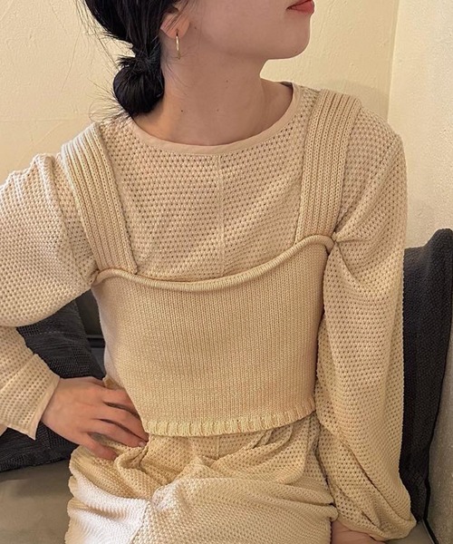 select MOCA by son（セレクトモカバイソン）の「バックスリットリラックスビスチェ（ベスト・レディース・ブラック/アイボリー/グレー/ブラウン/オートミール/セージグリーン・FREE）」の18枚目の写真