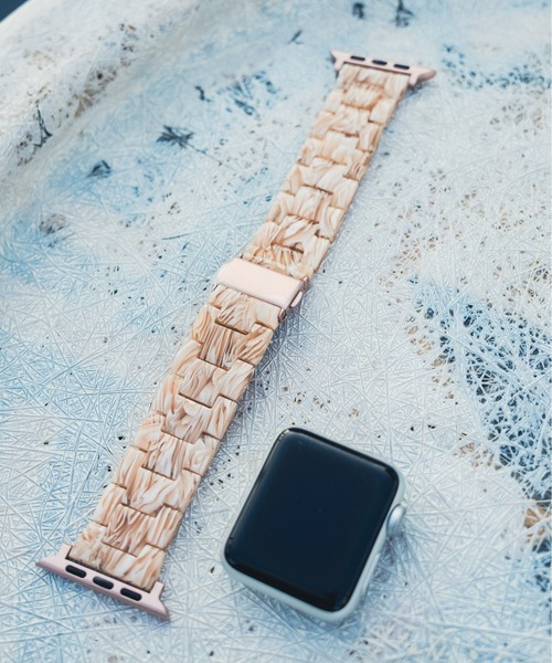 zandy（ズィーアンドワイ）の「zandy ズィーアンドワイ / Apple Watch【樹脂バンド】 アップルウォッチバンド 天然樹脂ベルト /// clear1（デジタル腕時計・メンズ・グリーン/ホワイト/ホワイト系その他2/ブラウン系その他/ブラック/レインボー/パープル/レオパード/クリア/ホワイト系その他/アイボリー/ピンク系その他/ネイビー・M/S）」の6枚目の写真
