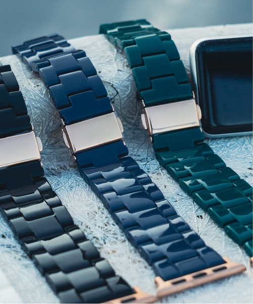 zandy（ズィーアンドワイ）の「zandy ズィーアンドワイ / Apple Watch【樹脂バンド】 アップルウォッチバンド 天然樹脂ベルト /// clear1（デジタル腕時計・メンズ・グリーン/ホワイト/ホワイト系その他2/ブラウン系その他/ブラック/レインボー/パープル/レオパード/クリア/ホワイト系その他/アイボリー/ピンク系その他/ネイビー・M/S）」の8枚目の写真