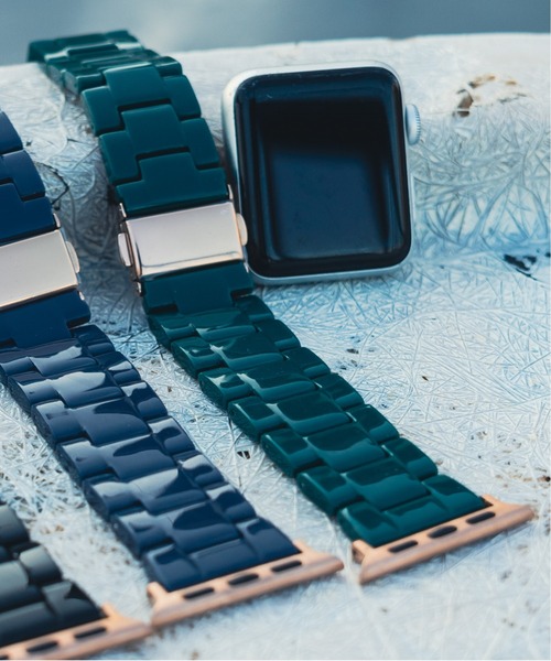 zandy（ズィーアンドワイ）の「zandy ズィーアンドワイ / Apple Watch【樹脂バンド】 アップルウォッチバンド 天然樹脂ベルト /// clear1（デジタル腕時計・メンズ・グリーン/ホワイト/ホワイト系その他2/ブラウン系その他/ブラック/レインボー/パープル/レオパード/クリア/ホワイト系その他/アイボリー/ピンク系その他/ネイビー・M/S）」の7枚目の写真