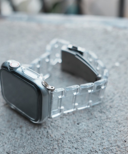 zandy（ズィーアンドワイ）の「zandy ズィーアンドワイ / Apple Watch【樹脂バンド】 アップルウォッチバンド 天然樹脂ベルト /// clear1（デジタル腕時計・メンズ・グリーン/ホワイト/ホワイト系その他2/ブラウン系その他/ブラック/レインボー/パープル/レオパード/クリア/ホワイト系その他/アイボリー/ピンク系その他/ネイビー・M/S）」の11枚目の写真