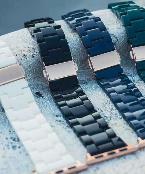 zandy（ズィーアンドワイ）の「zandy ズィーアンドワイ / Apple Watch【樹脂バンド】 アップルウォッチバンド 天然樹脂ベルト /// clear1（デジタル腕時計・メンズ・グリーン/ホワイト/ホワイト系その他2/ブラウン系その他/ブラック/レインボー/パープル/レオパード/クリア/ホワイト系その他/アイボリー/ピンク系その他/ネイビー・M/S）」の20枚目の写真