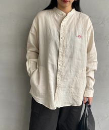 [DANTON/ダントン] リネンクロス バンドカラーシャツ