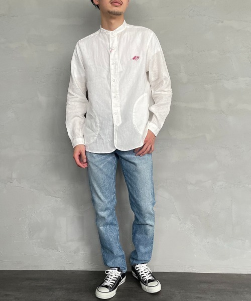 DANTON（ダントン）の「[DANTON/ダントン] リネンクロス バンドカラーシャツ（シャツ/ブラウス・レディース・ホワイト/ライトベージュ/チャコールグレー・40/38/42）」の19枚目の写真