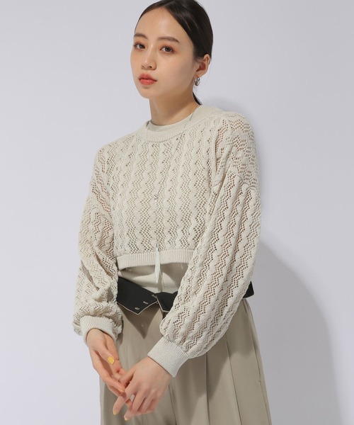 HARE(ハレ)の「2Pスカシアミボレロ*タンクトップ(HARE)(カーディガン/ボレロ・レディース・グリーン/ブラック/グレー・FREE)」の3枚目の写真