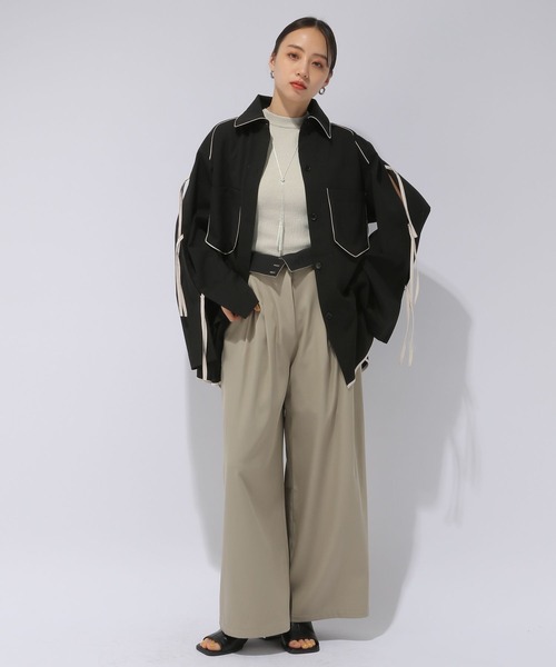 HARE(ハレ)の「2Pスカシアミボレロ*タンクトップ(HARE)(カーディガン/ボレロ・レディース・グリーン/ブラック/グレー・FREE)」の16枚目の写真