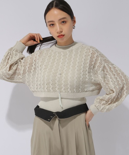 HARE(ハレ)の「2Pスカシアミボレロ*タンクトップ(HARE)(カーディガン/ボレロ・レディース・グリーン/ブラック/グレー・FREE)」の13枚目の写真