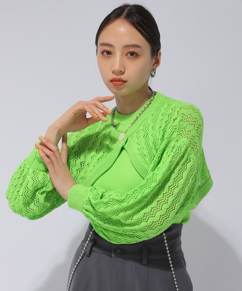 HARE(ハレ)の「2Pスカシアミボレロ*タンクトップ(HARE)(カーディガン/ボレロ・レディース・グリーン/ブラック/グレー・FREE)」の10枚目の写真